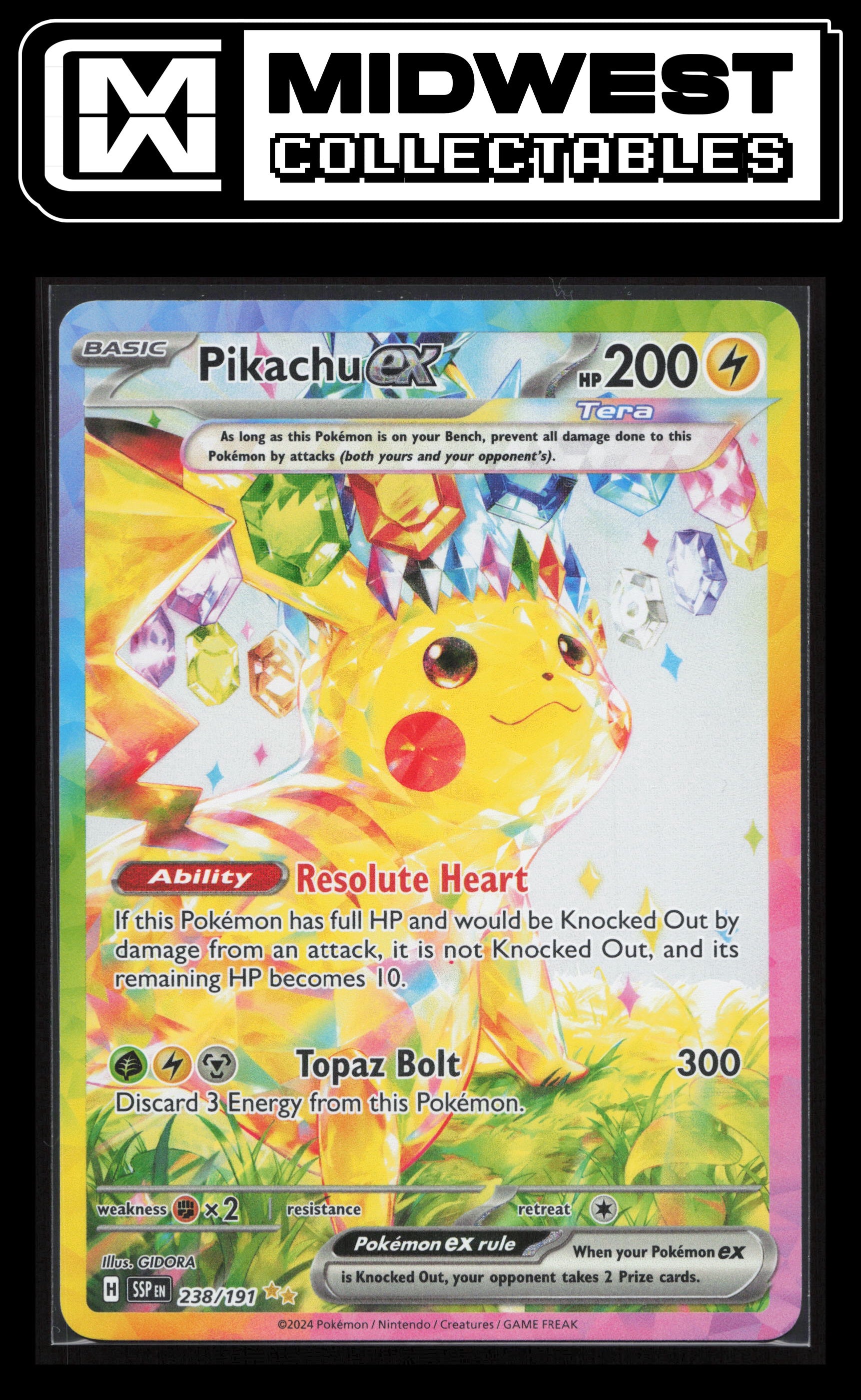 Pokémon Pikachu ex - SV08: Surging Sparks #238/191 - Card ID# 10049