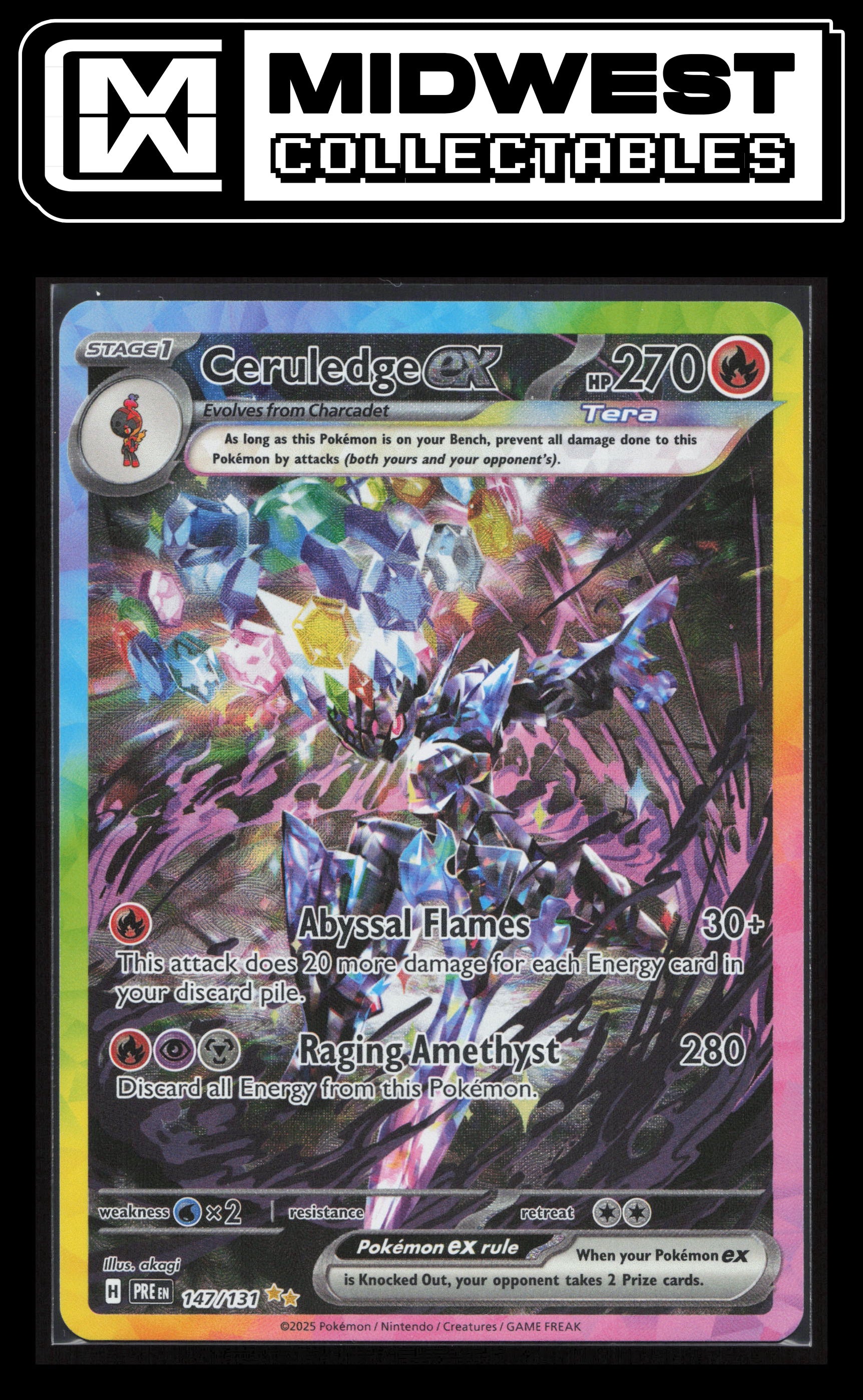 Pokémon Ceruledge ex - SV: Prismatic Evolutions #147/131 - Card ID# 10063