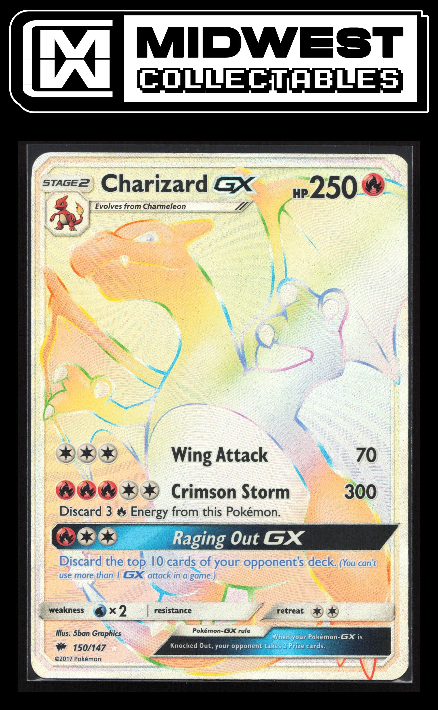 Pokémon Charizard GX (Secret) - SM - Burning Shadows #150/147 - Card ID# 10077