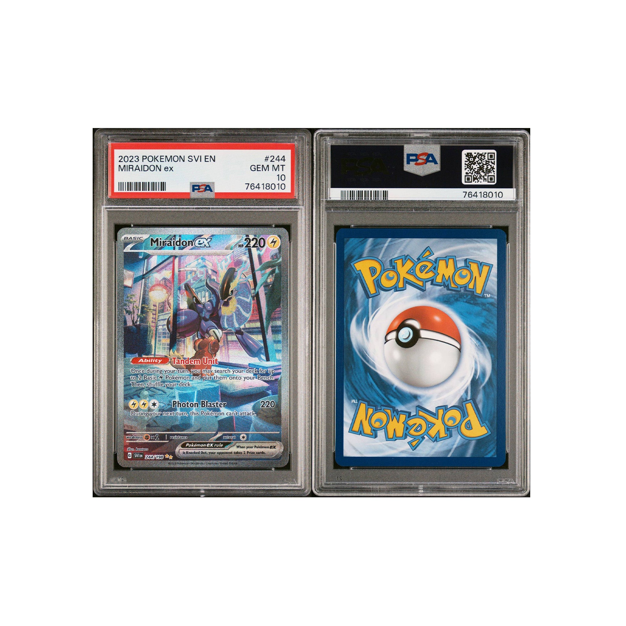 Pokémon 2023 Scarlet & Violet Miraidon ex (Full Art) #244 PSA 10 GEM MINT [76418010] 