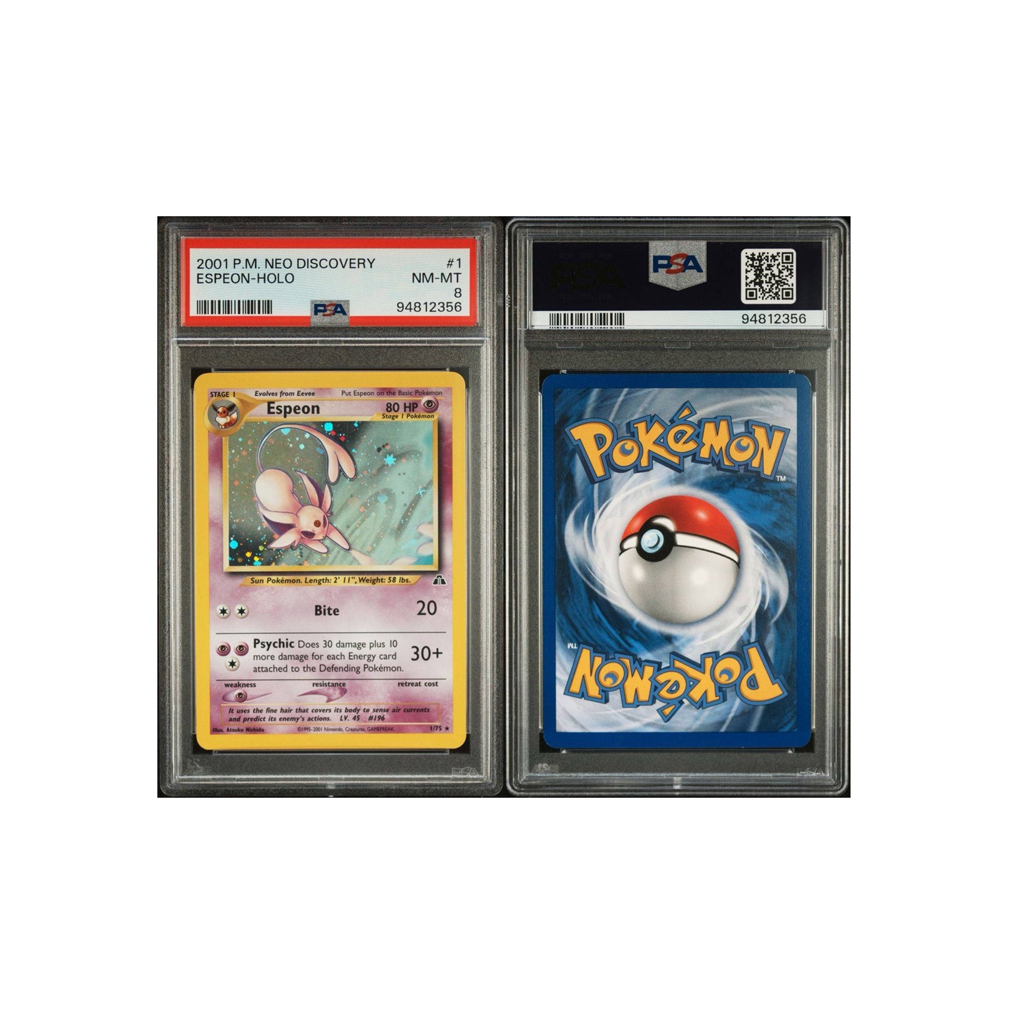 Pokémon 2001 Neo Discovery Espeon - Holo #1 PSA NM-MT 8 [94812356]
